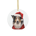 Dog With Christmas Sweater Ceramic Disc Ornament        Item #5584186