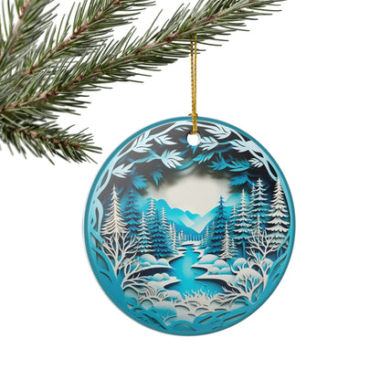 Ceramic Winter Wonderland Forest Ornament   Item #738332