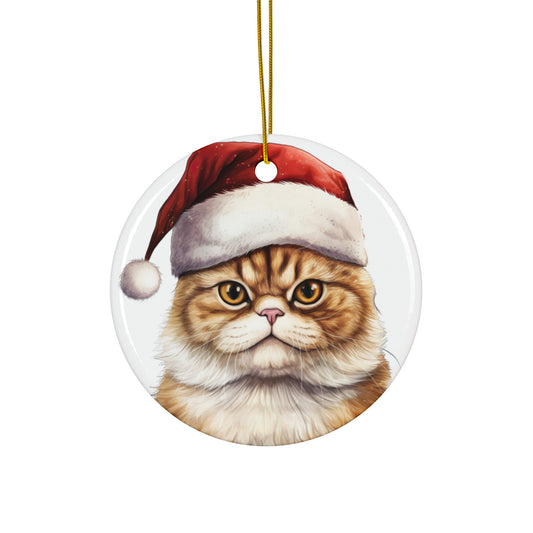 Exotic Shorthair Cat With Santa Hat Ceramic Ornament     Item #9764784