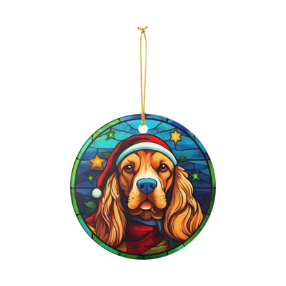 Christmas Cocker Spaniel Dog Ceramic Ornament   Item #283516