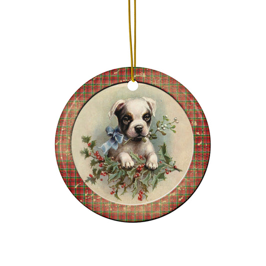 Christmas Puppy Ceramic Disc Ornament     Item #4099341