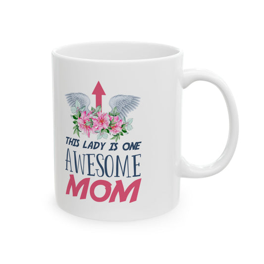 Awesome Mom Ceramic Mug – Floral Elephant "This Lady Is One Awesome Mom" 11oz   Item #646608