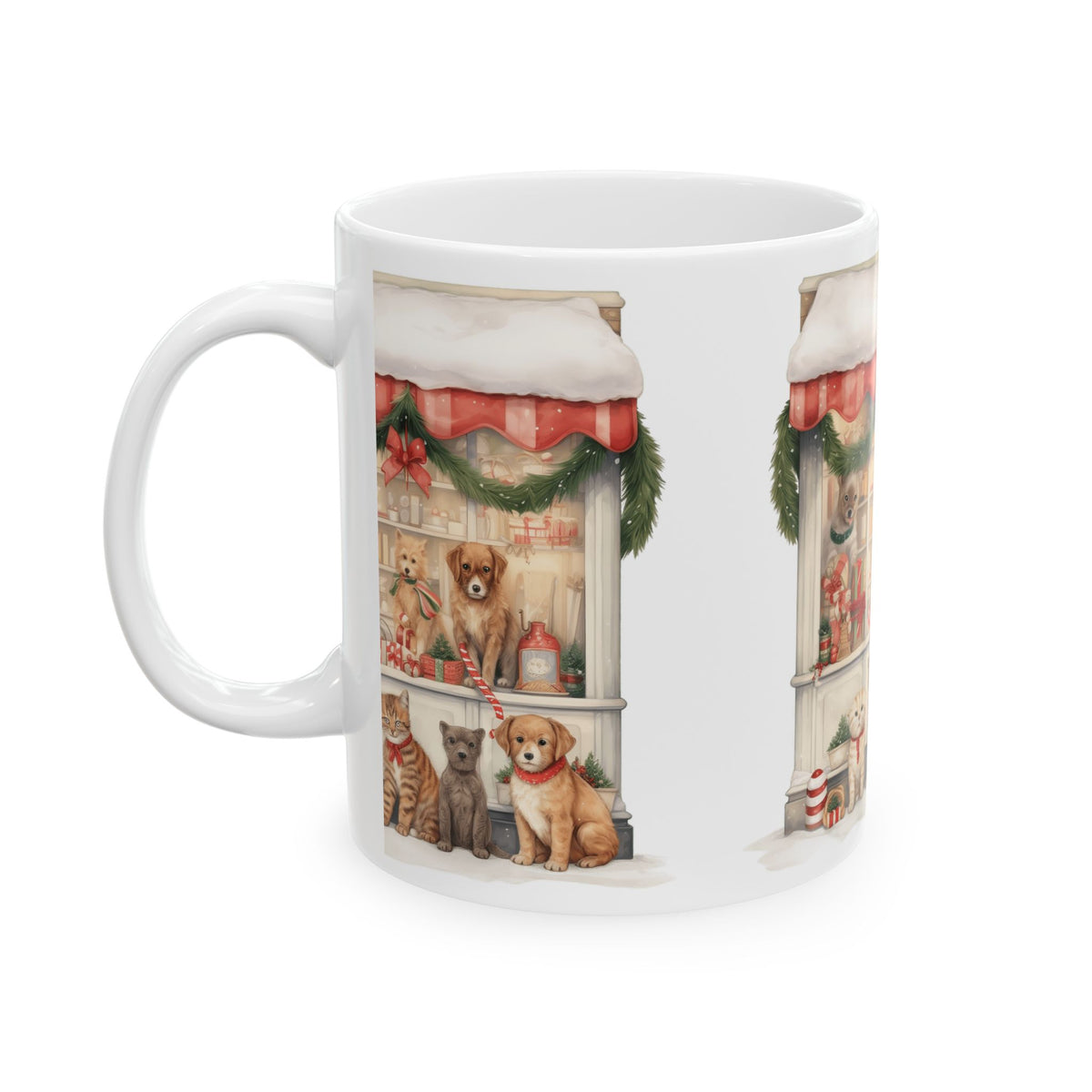 Holiday Pet Shop Ceramic Mug — Christmas Cats & Dogs 11oz   Item #430471