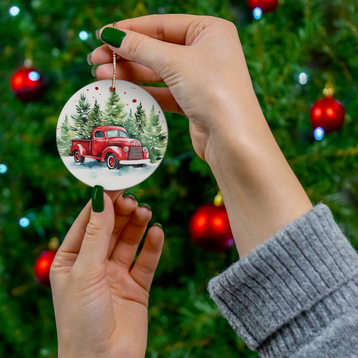 Ceramic Ornament - Red Truck     Item #3376649