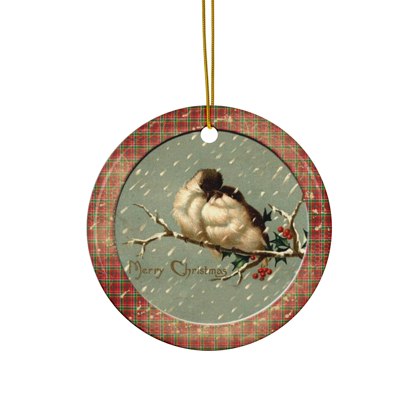 Christmas Birds Ceramic Disc Ornament        Item #9012235