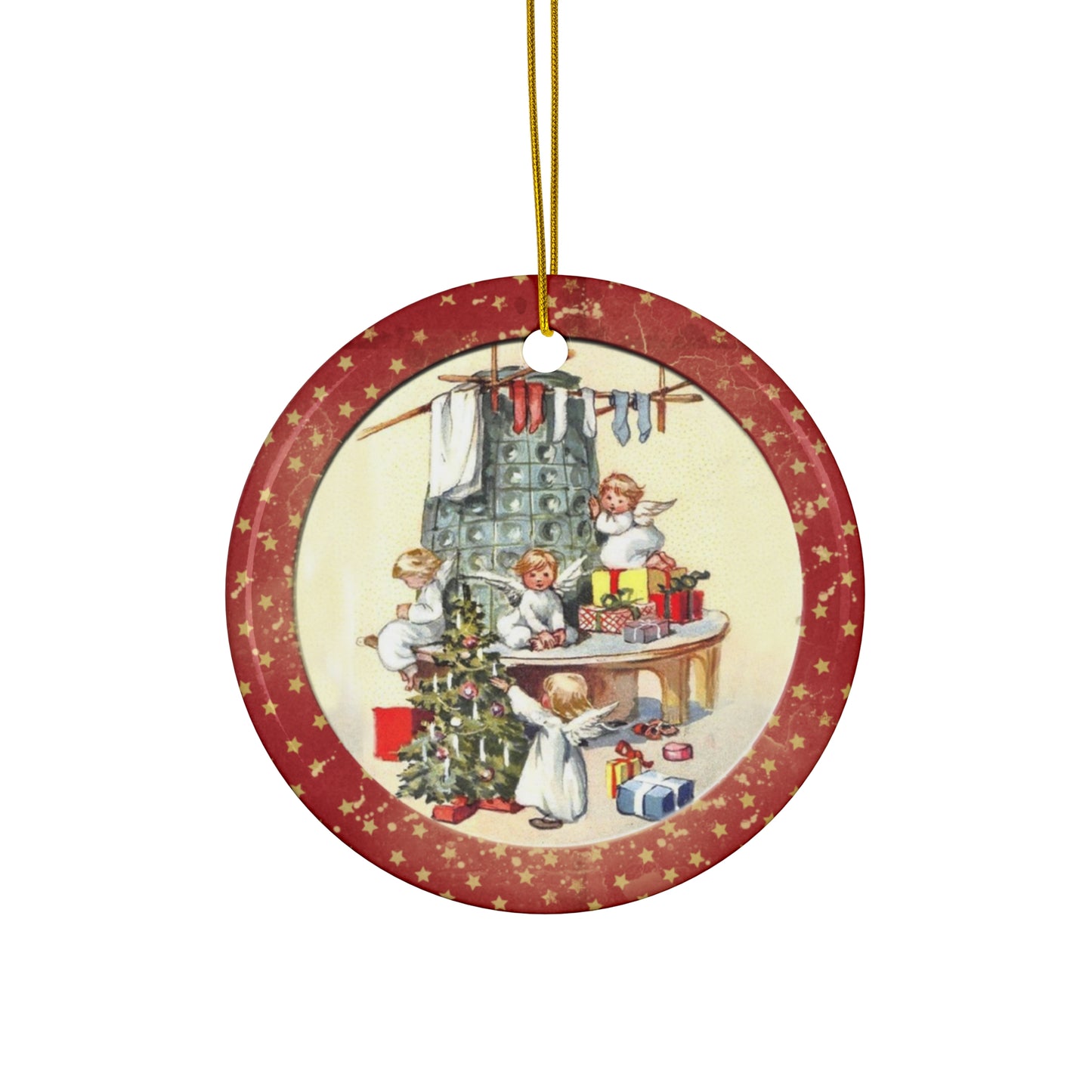 Christmas Kids Ceramic Disc Ornament      Item #7433245