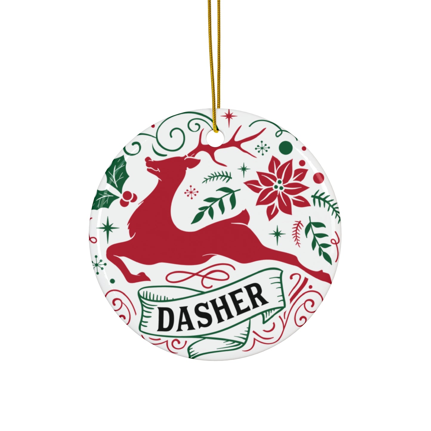 Dasher Ceramic Disc Ornament        Item #7698462