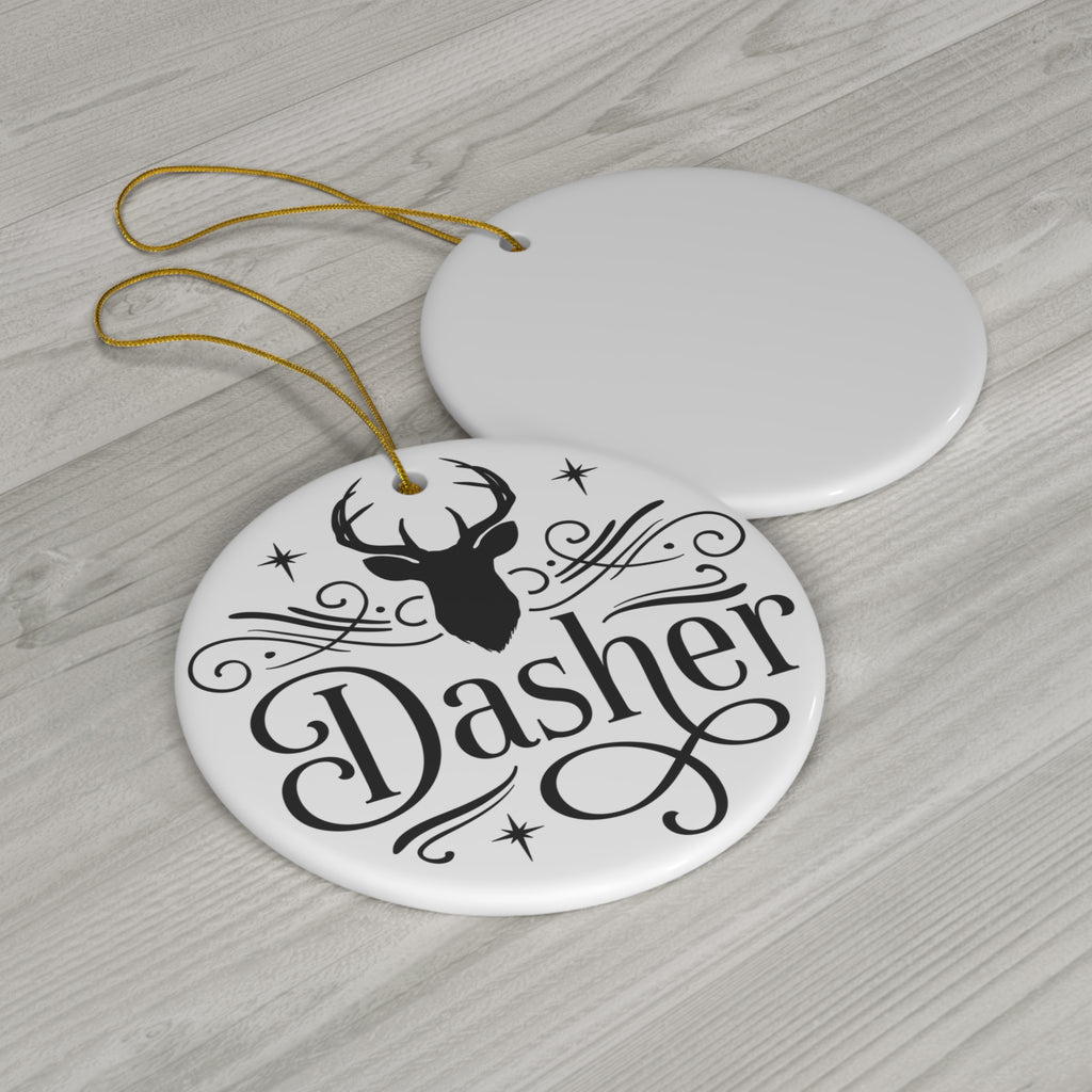 Dasher Ceramic Disc Ornament        Item #355453 - Buckshot's Bargain Barn