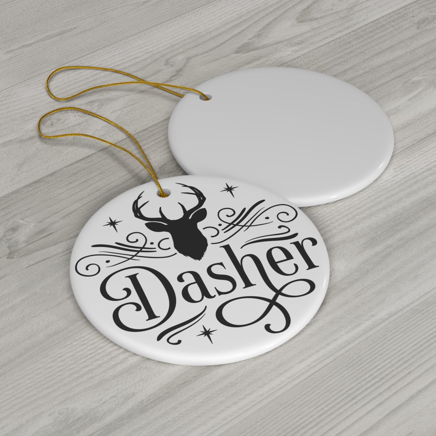 Dasher Ceramic Disc Ornament        Item #355453