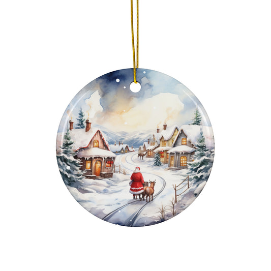 Santa Ceramic Disc Ornament       Item #6089289