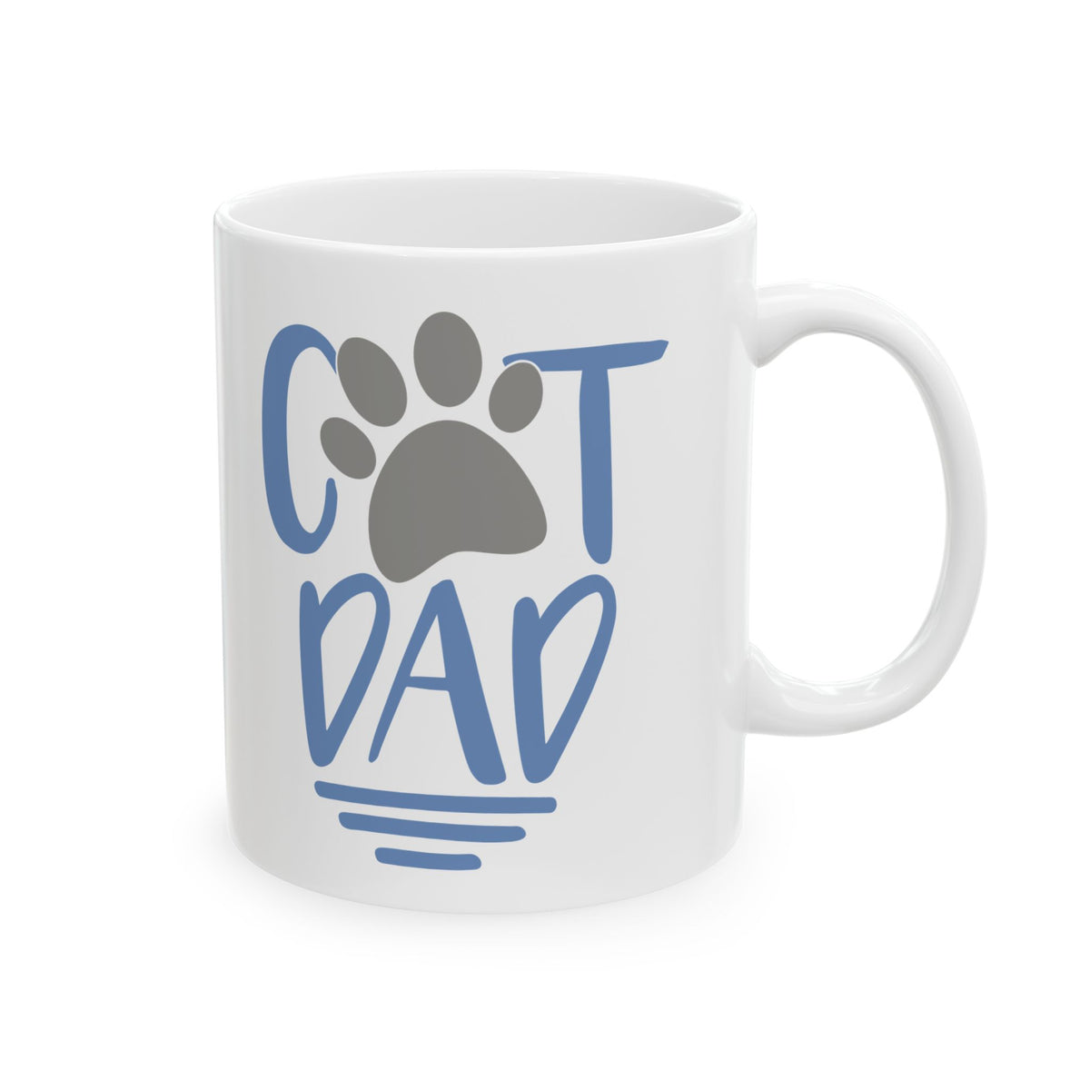 Coffee Lover Ceramic Mug – Cute Paw Print "Cat Dad" Design, 11oz    Item #747745