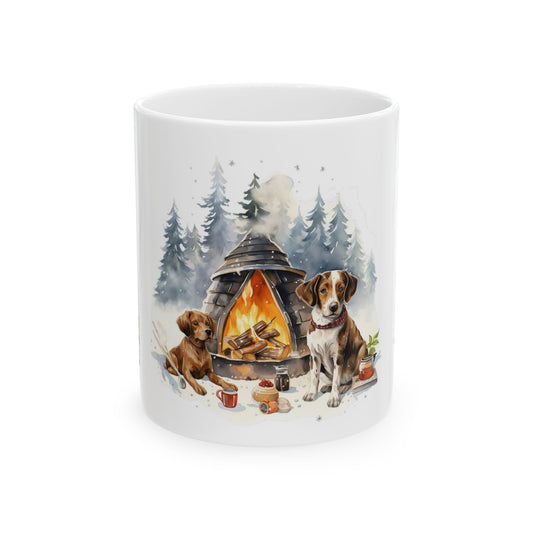 Camping Dogs Ceramic Mug — Cozy Campfire Coffee Cup 11oz  Item #991019