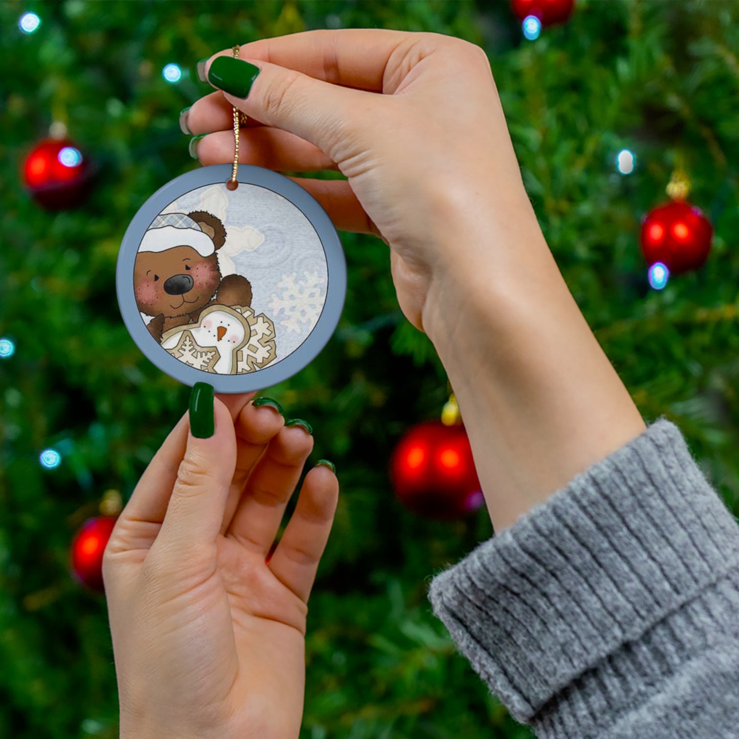 Christmas Bear Ceramic Disc Ornament       Item #4236695