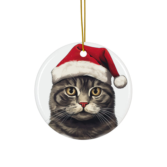 Brazilian Shorthair Cat With Santa Hat Ceramic Ornament       Item #3020753