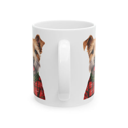 Dog Mug — Cute Terrier in Plaid Sweater Ceramic Coffee Cup 11oz   Item #491046