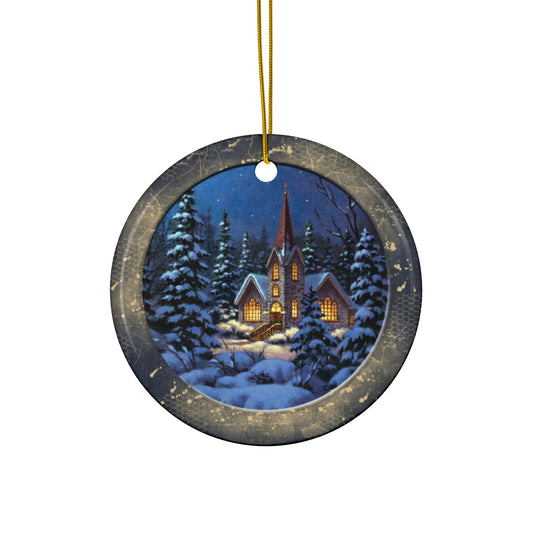 Winter Scene Ceramic Disc Ornament       Item #1296179