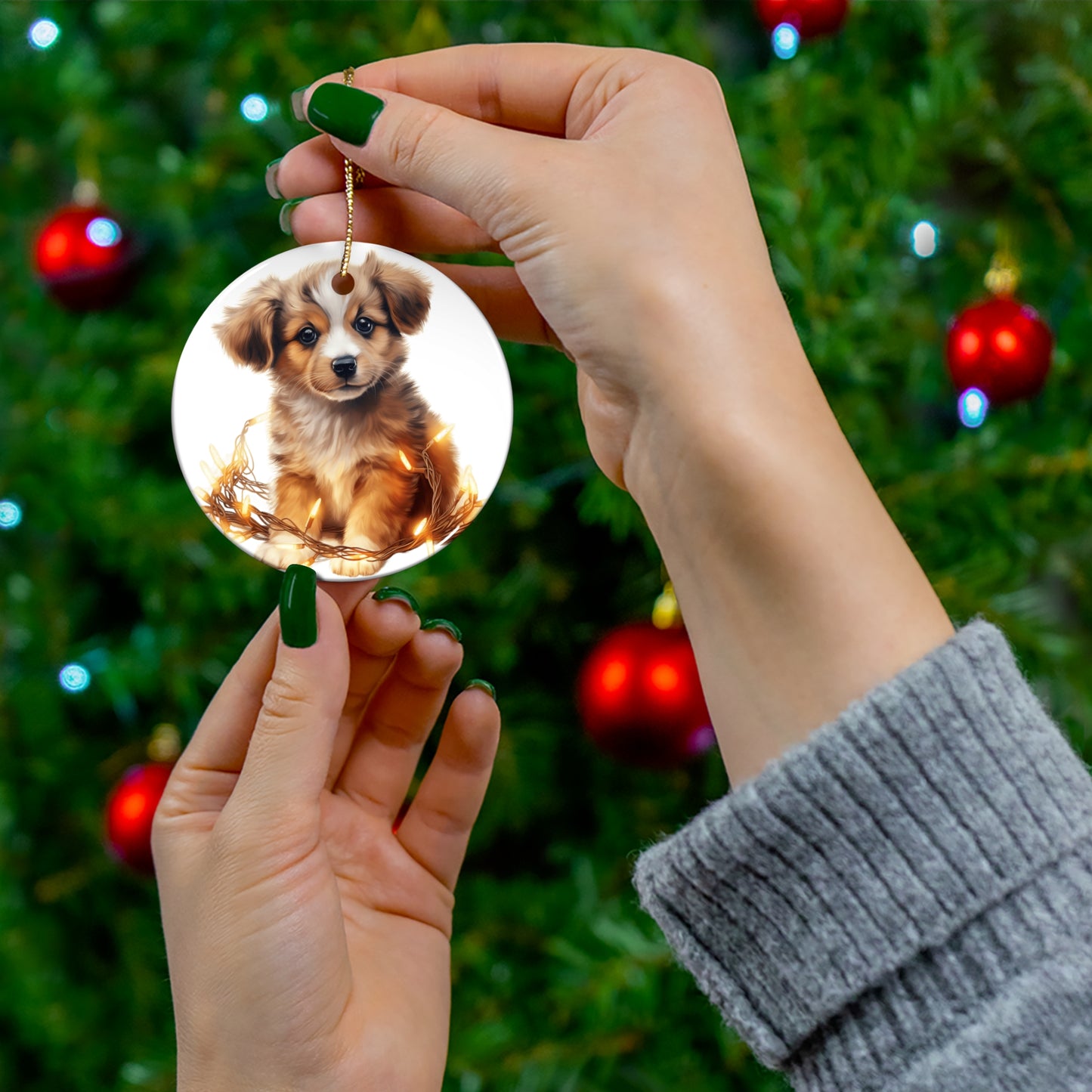 Christmas Dog Ceramic Disc Ornament             Item #471645