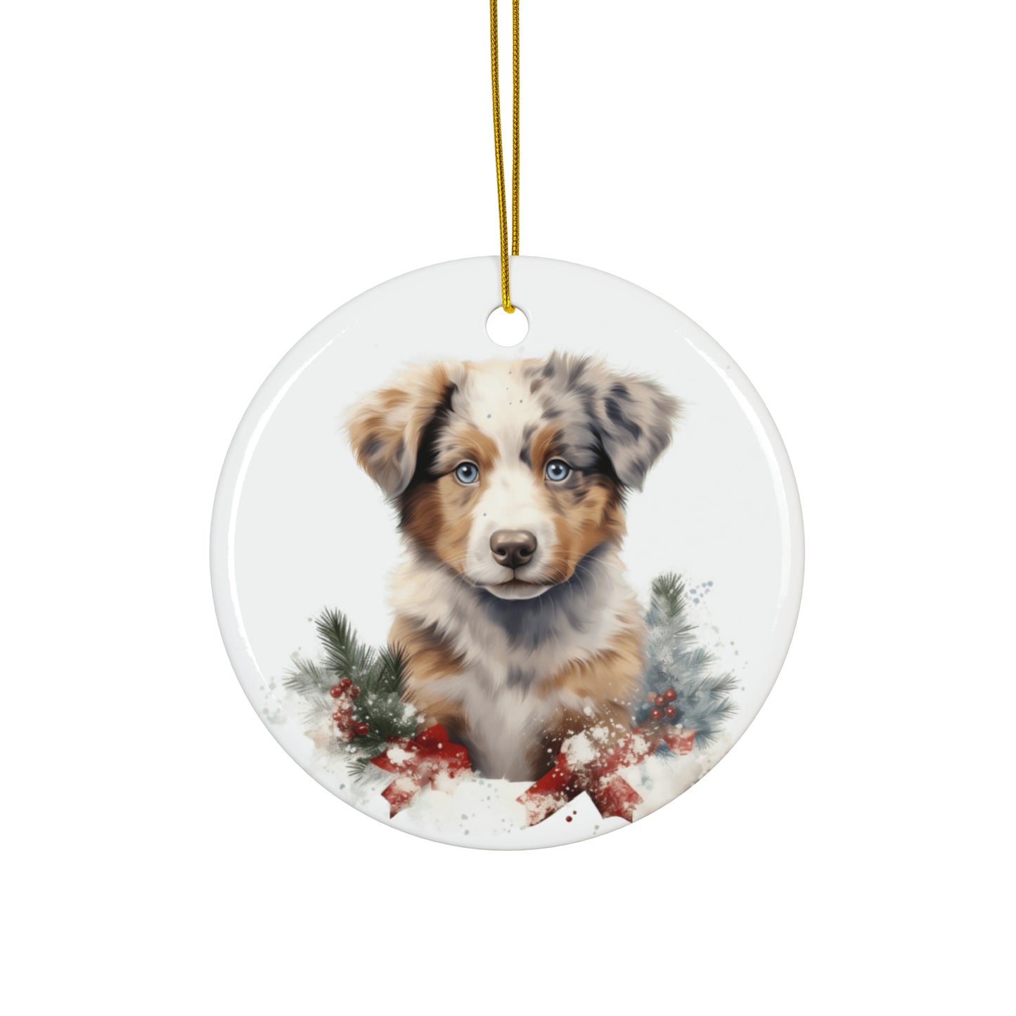 Christmas Dog Ceramic Disc Ornament             Item #6370545