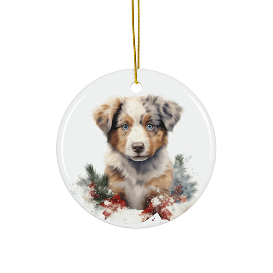 Christmas Dog Ceramic Disc Ornament             Item #6370545