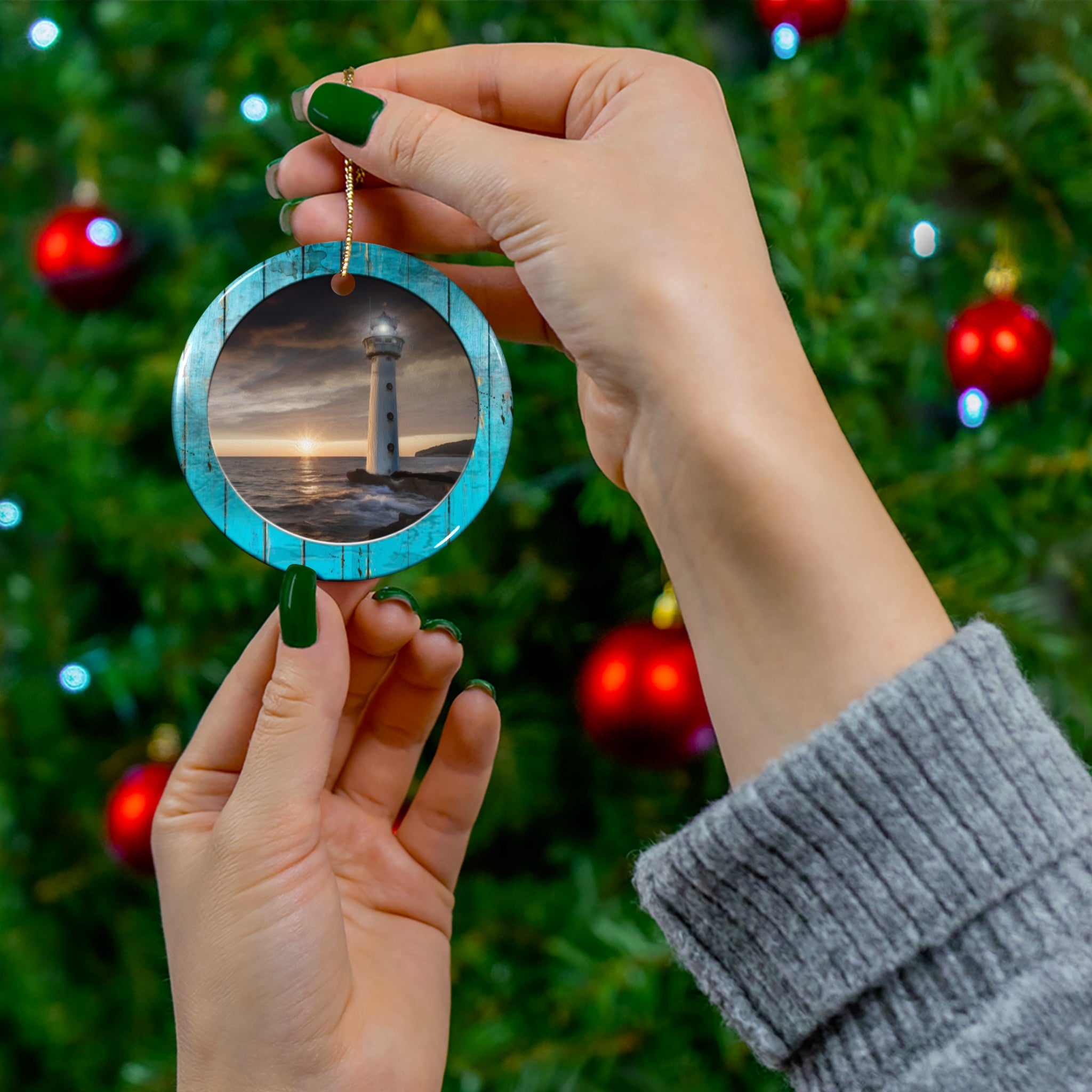 Lighthouse Ceramic Disc Ornament      Item #150023