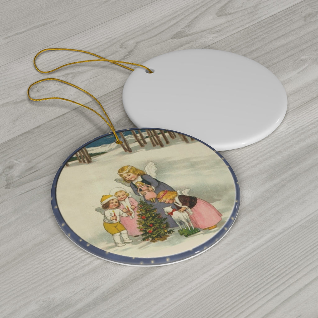 Christmas Scene Kids Ceramic Disc Ornament        Item #4648191