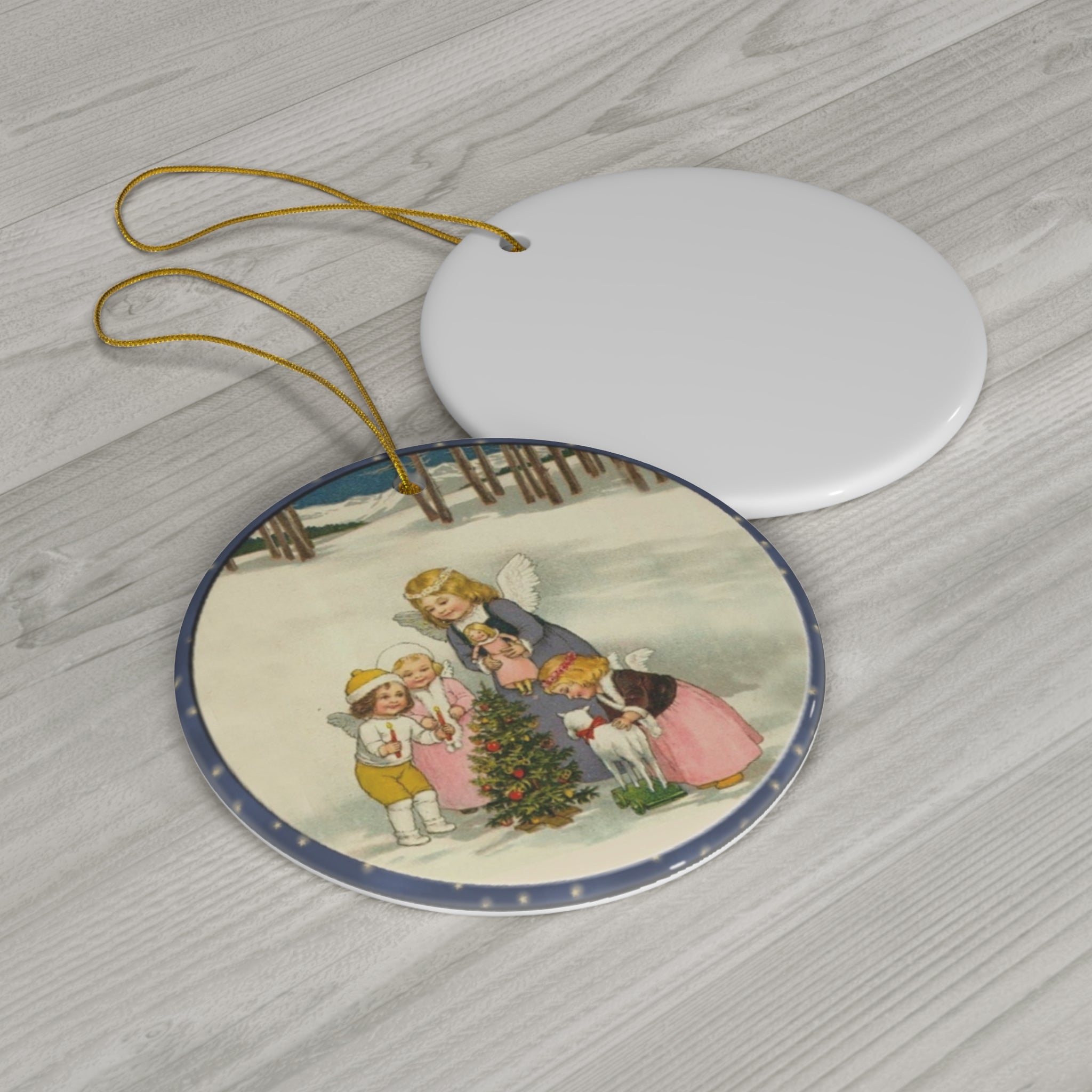 Christmas Scene Kids Ceramic Disc Ornament        Item #4648191