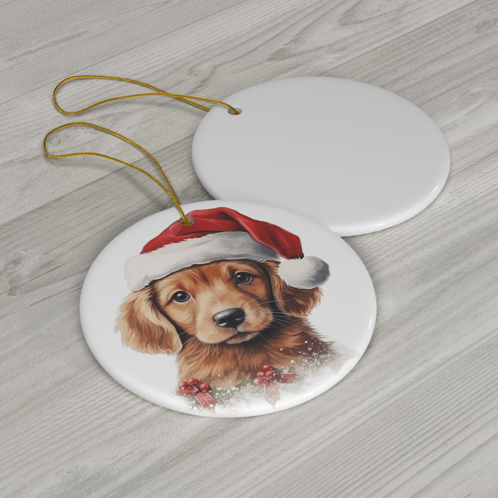 Christmas Dog Ceramic Disc Ornament             Item #7856734