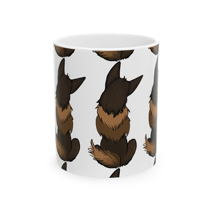 German Shepherd Pattern Ceramic Mug — Cute Dog Pawfect Coffee Cup 11oz   Item #335891