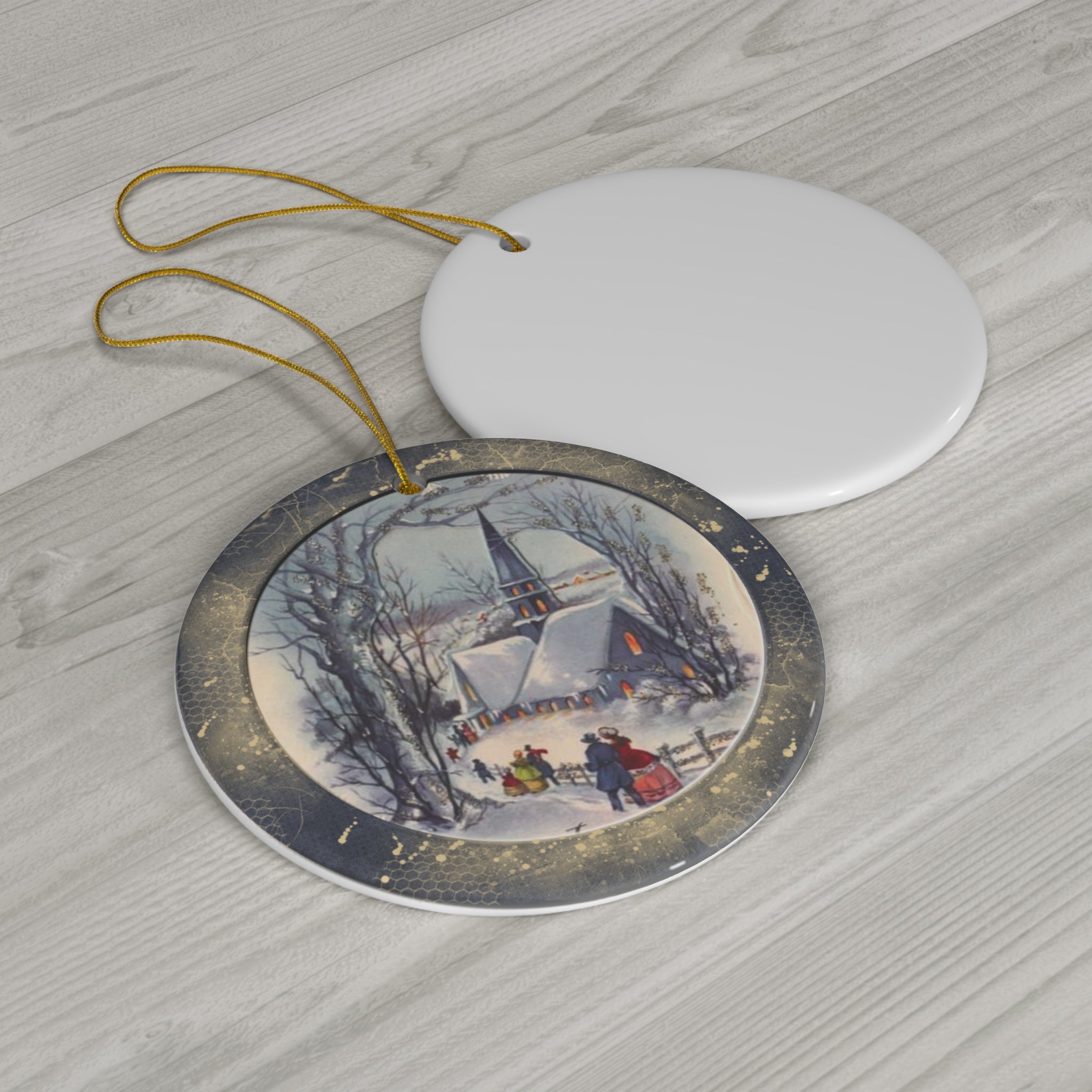 Winter Scene Ceramic Disc Ornament            Item #1530273