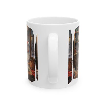 Christmas Kitchen Dogs Ceramic Mug — Festive Dogs in Santa Hats 11oz   Item #100811