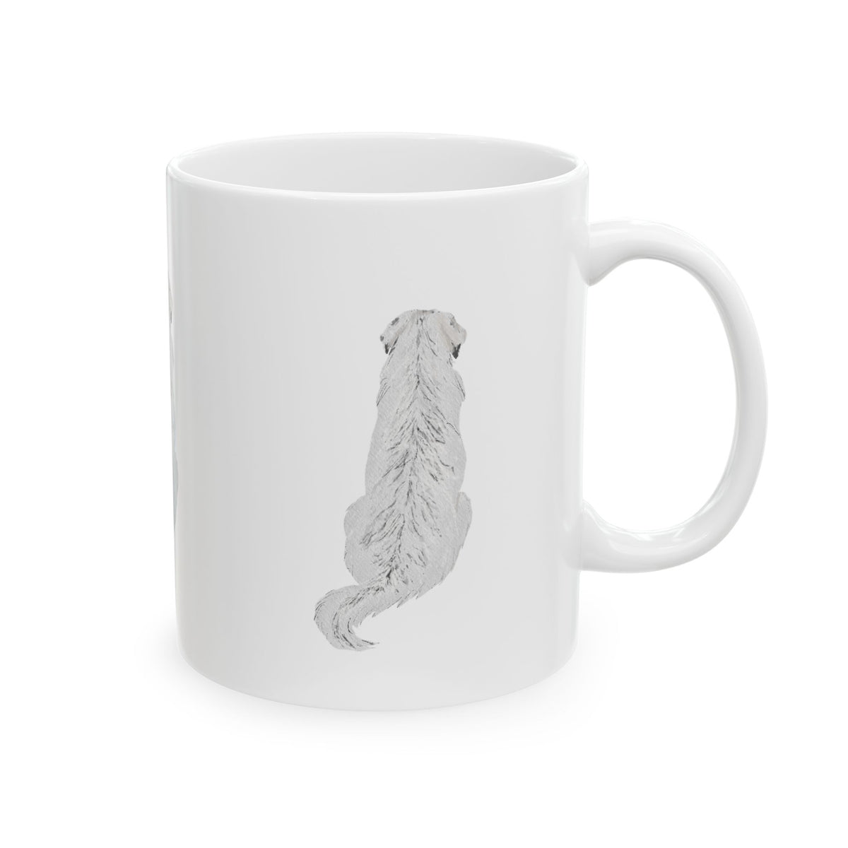 Dog Silhouette Ceramic Mug — Minimalist Back-View Puppy Coffee Cup 11oz  Item #492098