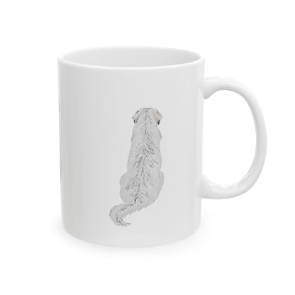 Dog Silhouette Ceramic Mug — Minimalist Back-View Puppy Coffee Cup 11oz  Item #492098