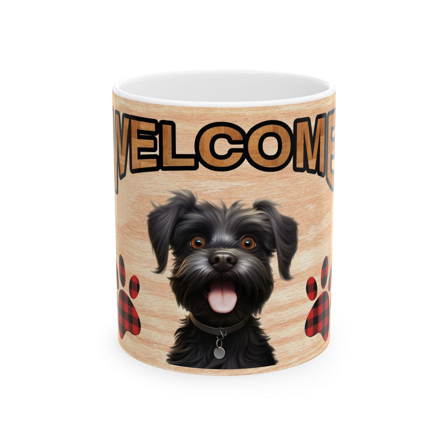 Welcome Puppy Ceramic Mug — Cute Dog Paw Print Coffee Cup 11oz   Item #456809