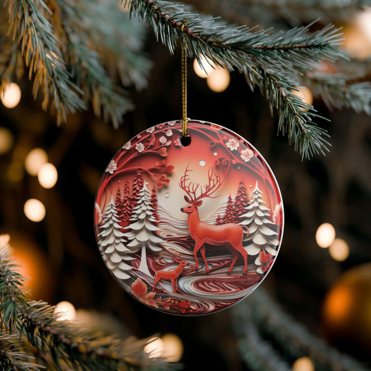 Winter Deer Ceramic Ornament   Item #878992