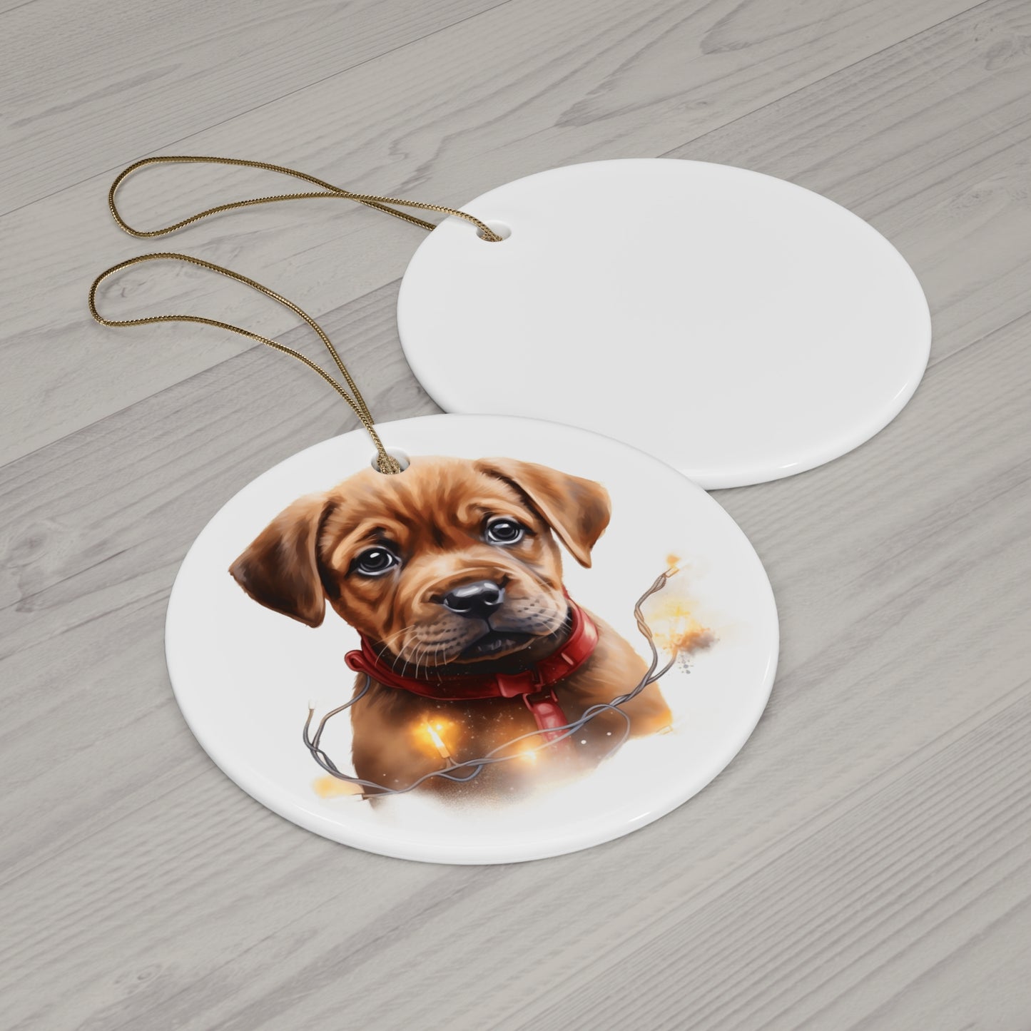 Christmas Dog Ceramic Disc Ornament              Item #4340487