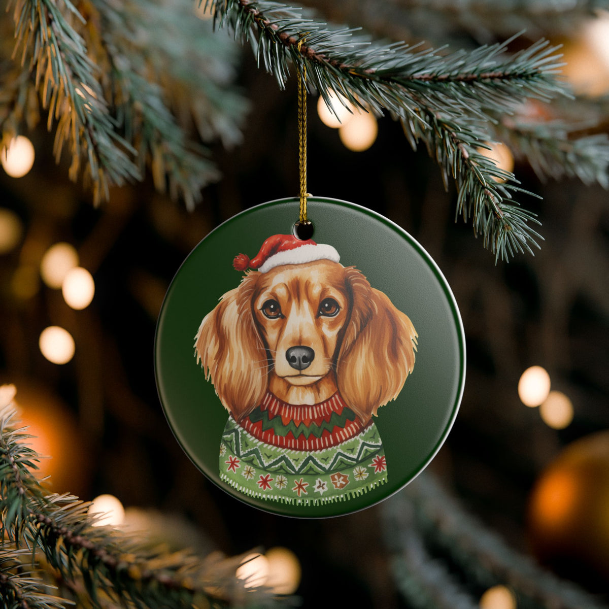 Christmas Cocker Spaniel Dog Ceramic Ornament    Item #434462