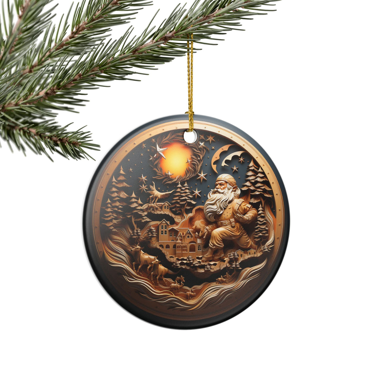 Santa Winter Wonderland Ceramic Christmas Ornament    Item # 419083