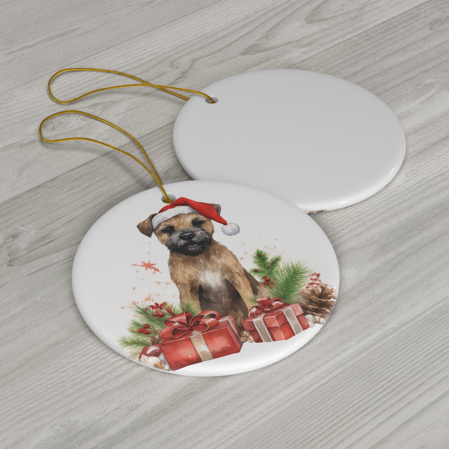 Ceramic Ornament - Border Terrier Christmas     Item #2668516