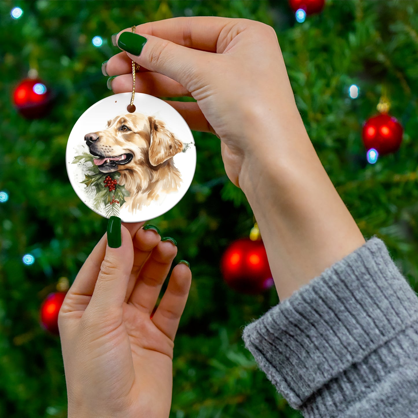 Christmas Dog Ceramic Disc Ornament              Item #610129