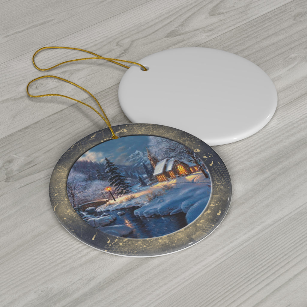 Winter Scene Ceramic Disc Ornament           Item #3575625