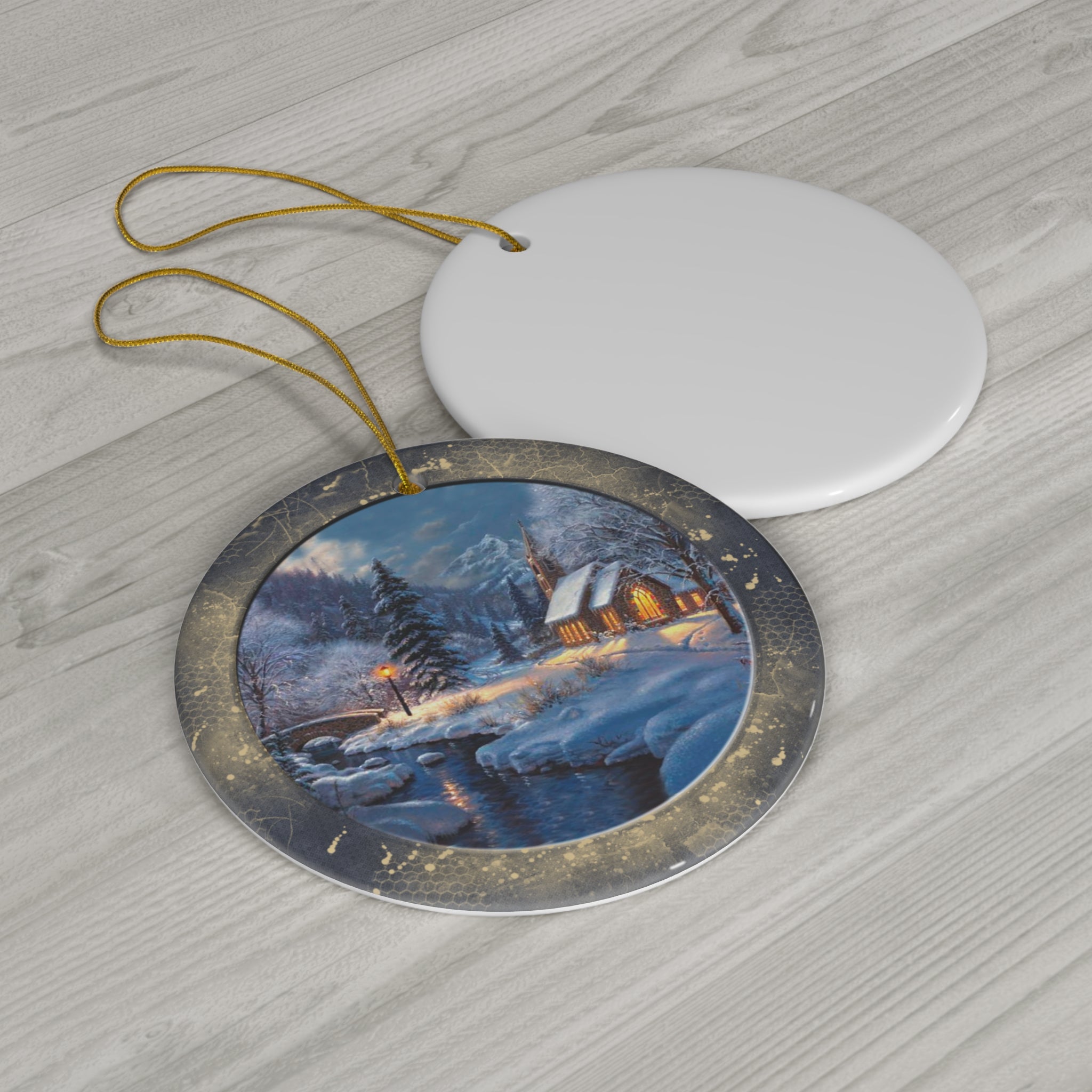 Winter Scene Ceramic Disc Ornament           Item #3575625