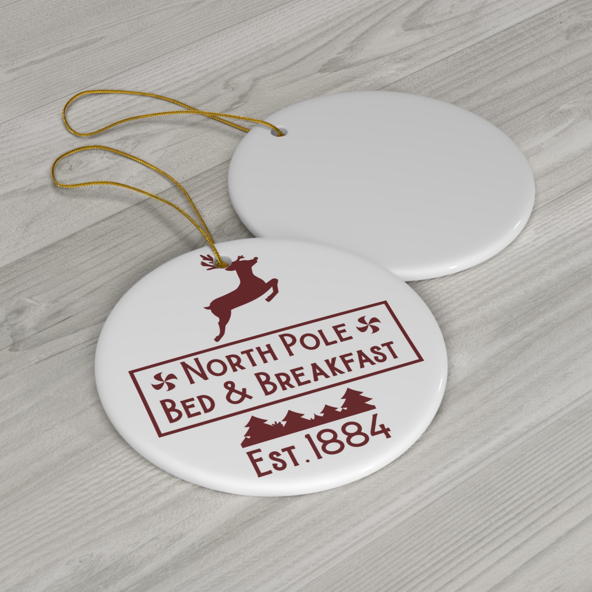 North Pole Bed & Breakfast Ceramic Disc Ornament        Item #659663