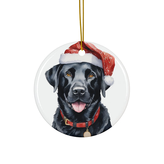 Ceramic Ornament - Labrador Retriever With Santa Hat      Item #5880646