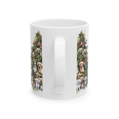 Christmas Dog Tree Ceramic Mug — Holiday Puppy Coffee Cup 11oz  Item #215197