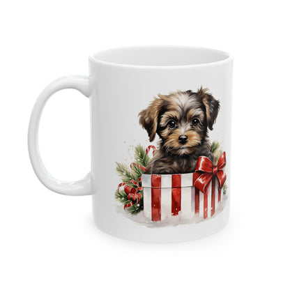 Christmas Dog with Presents and Festive Greenery Christmas Mug 11oz   Item #408637