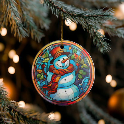 Stained Glass Snowman Christmas Ornament    Item #257638