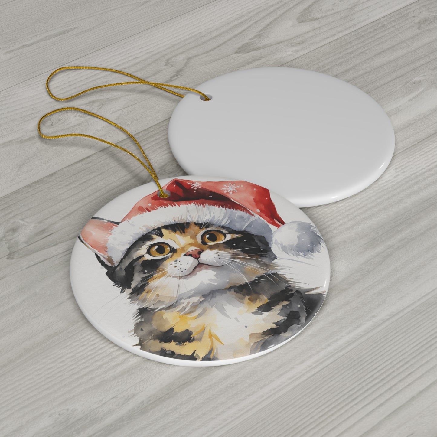 Christmas Cat Ceramic Disc Ornament     Item #3333972