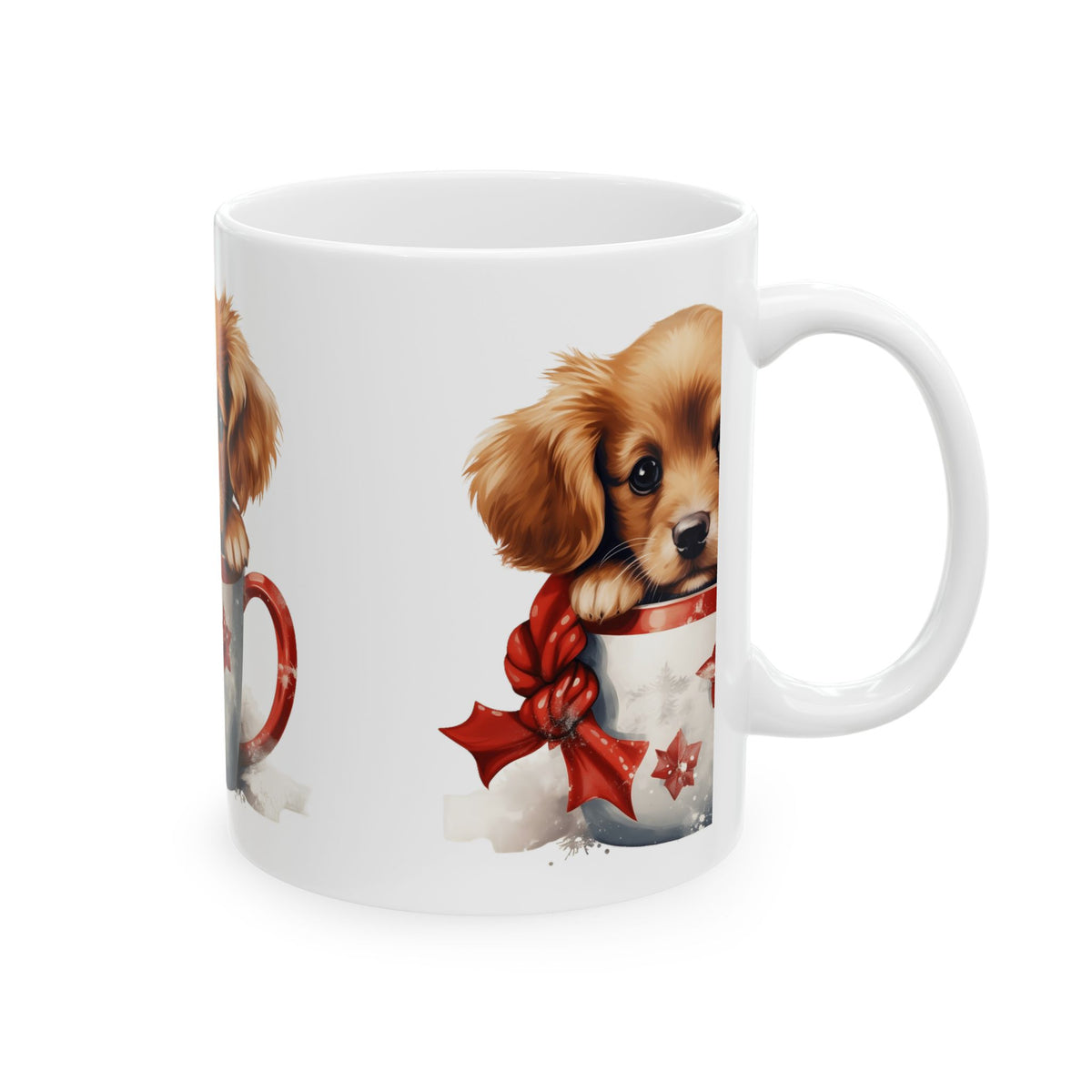 Cute Puppy in Holiday Mug — Christmas Dog Ceramic Mug 11oz  Item #935293