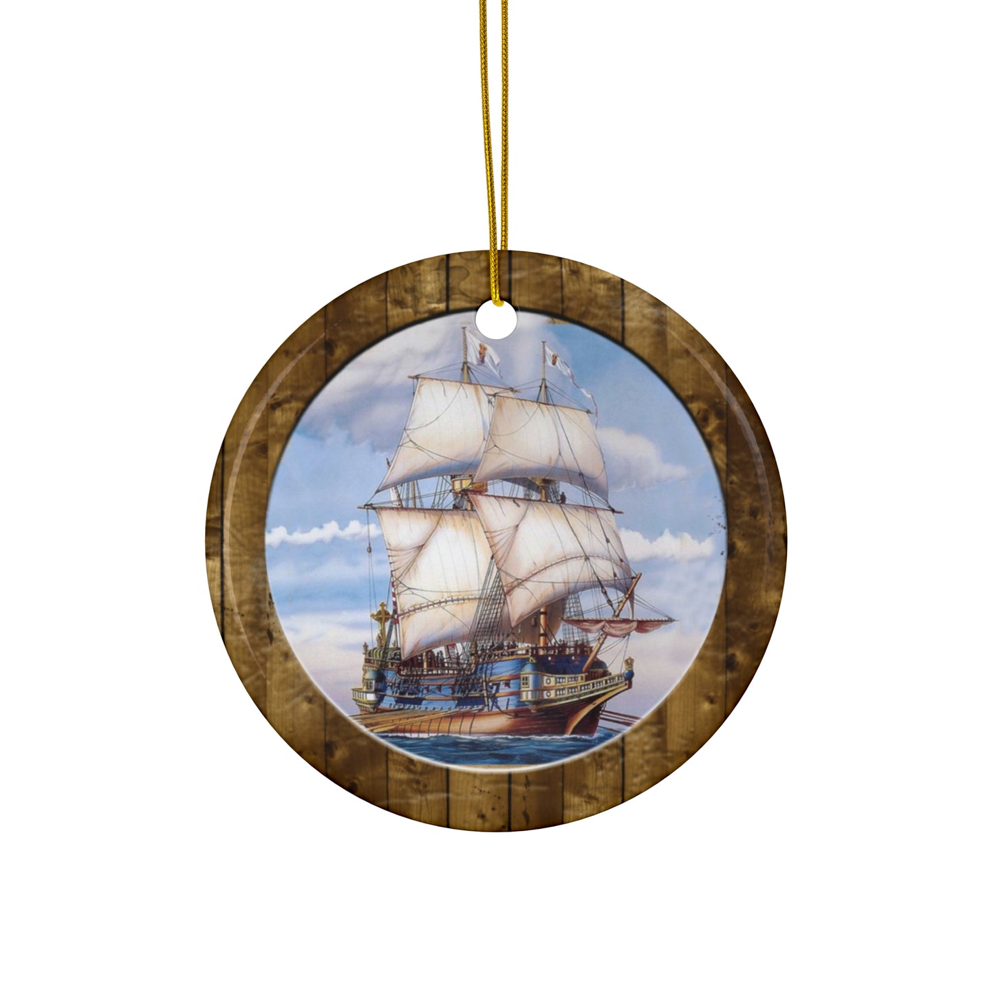 Sailing Ship Ceramic Disc Ornament       Item #2258016