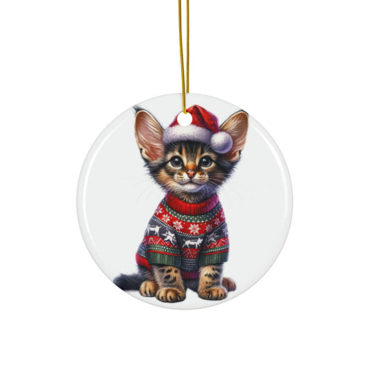 Ceramic Ornament - Chausie Christmas Kitten     Item #2916437